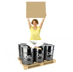 Mature American Woman Sitting On Oil Barrels Meme Template