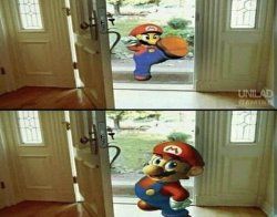 Mario Kicking down door Meme Template