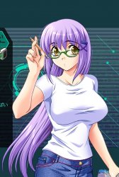 nerdy anime girl with purple hair Meme Template