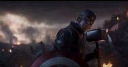 Cap wields Mjolnir Meme Template