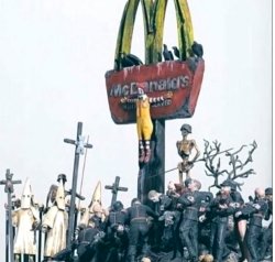 McDonalds crucified Meme Template