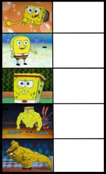 Spongebob-Baby to Strong man Meme Template