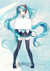 Hatsune Miku holding a sign Meme Template