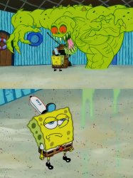 Ghost not scaring Spongebob Meme Template