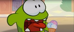 Om Nom with his mouth open Meme Template