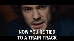 Jack; Tied to a train track Meme Template