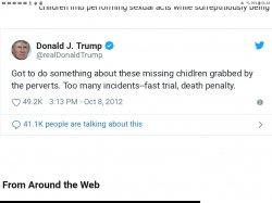 President Trump called for the death penalty for pedophiles. Meme Template
