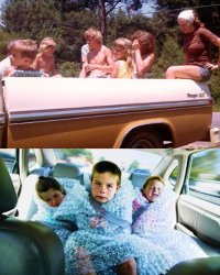 Kids' Road Trip Then vs Today Meme Template