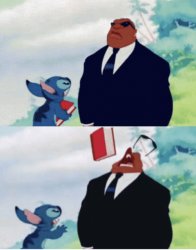 Stich book throw Meme Template