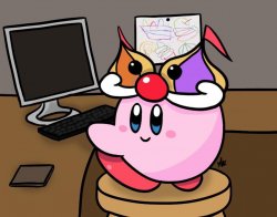 Kirby on a Computer Meme Template