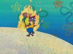 Backpack guy on fire spongebob Meme Template