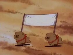 Two dogs carrying a banner Meme Template