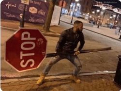 Guy holding stop sign Meme Template