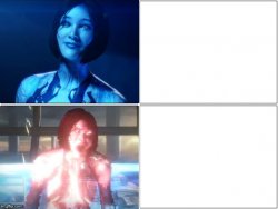 Hotline Bling (Cortana version) backwards Meme Template