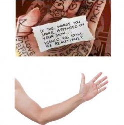 If the words you spoke appeared on your skin ... would you still Meme Template