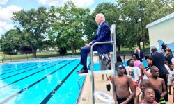 Joe Biden at pool Meme Template