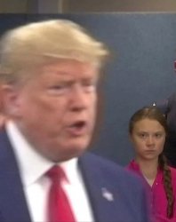 Greta Thunberg Stares at Donald Trump Meme Template
