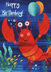 Cute Lobster Happy Birthday Card Meme Template