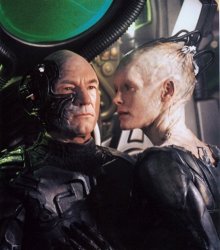 Picard as Locutus and the Borg Queen Meme Template