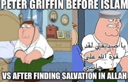 Peter Griffin Before Islam vs After Finding Salvation in Allah Meme Template