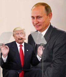 Ventriloquist Putin and his dummy Pinocchio Trump Meme Template