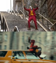 Joker Dance then hit by Taxi Meme Template