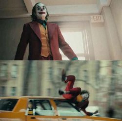Joker gets hit by taxi Meme Template