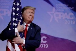 Trump hugging Flag Meme Template