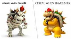 Cereal when haves milk Meme Template