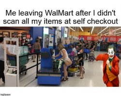 Joker Walmart Self Checkout Steal Meme Template