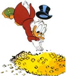 Scrooge McDuck Bed Dive Meme Template