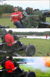 Russian guy loading cannon Meme Template