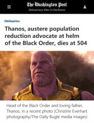 Washington Post Thanos obituary Meme Template