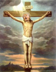 The Eternal and Universal Victim, Trump Crucified on the Cross Meme Template