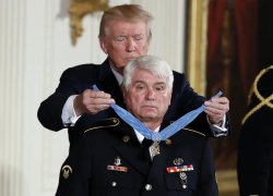 Trump giving Medal of Honor Meme Template
