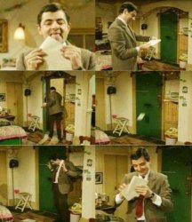 Mr Bean Mailing himself Meme Template