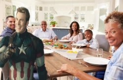 Captain America Waking Up Black People Same Dinner Table Meme Template