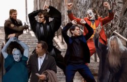 Joker,Peter Parker,Anakin and co dancing Meme Template