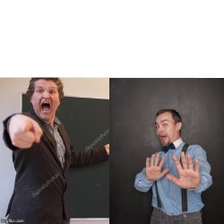 Yelling and scared teacher Meme Template