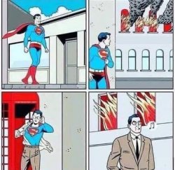 Superman burning building Meme Template