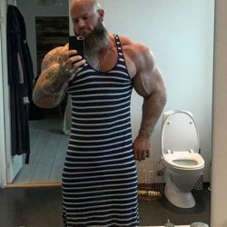 Muscle man in dress Meme Template