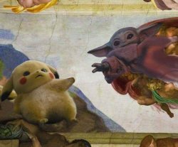 Pikachu X Baby Yoda Meme Template