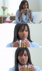 Black Woman Drinking Tea (3 Panels) Meme Template