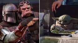 Mandalorian Baby Yoda argue Meme Template