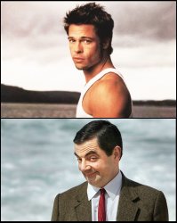 Brad Pitt vs Mr Bean Meme Template
