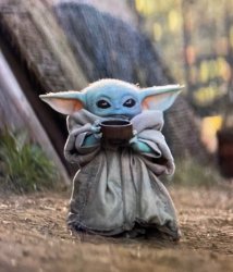 Baby Yoda drinking tea Meme Template