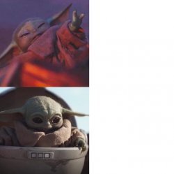 Baby Yoda + hotline bling Meme Template