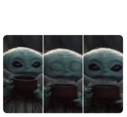 Baby Yoda drinking coffee Meme Template