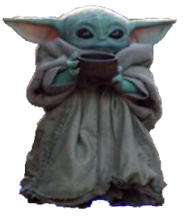 Baby Yoda with Soup transparent bg Meme Template
