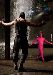 Pink guy fights bane Meme Template